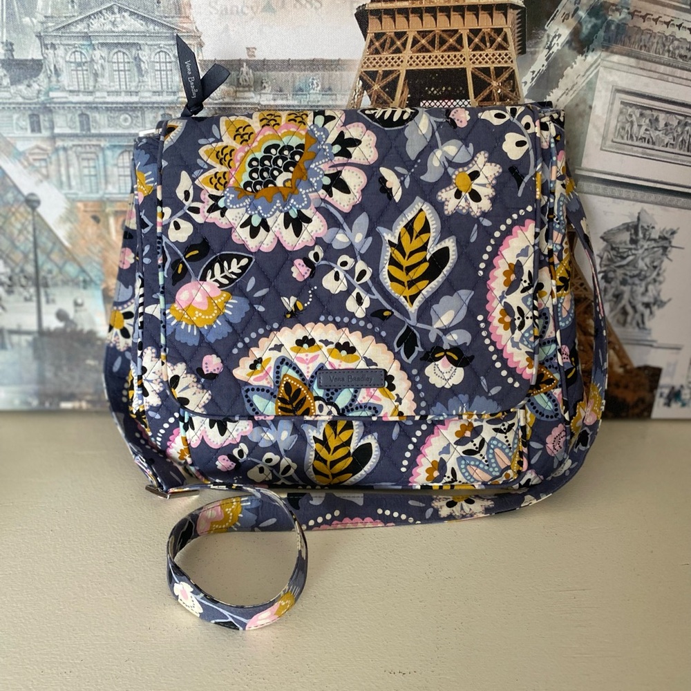 Vera Bradley Charmont Meadow Convertible Flap Quilted Crossbody/Messenger Bag